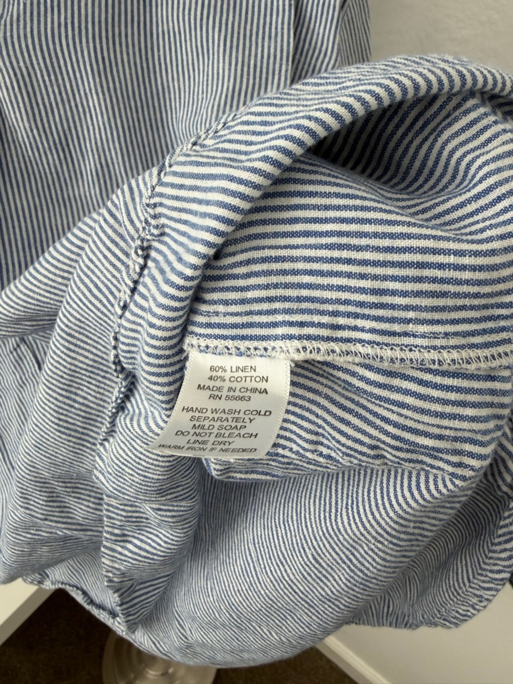 For Cynthia Beachwear Blue and White Pinstripe Shirt - Picture 4 of 7